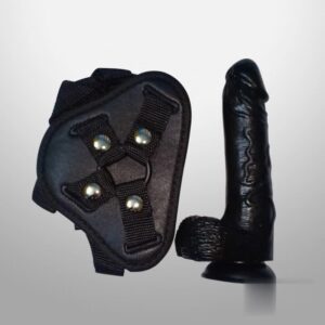 STRAP ON DILDO HARNESS WITH BIG BLACK DILDO VIBRATOR